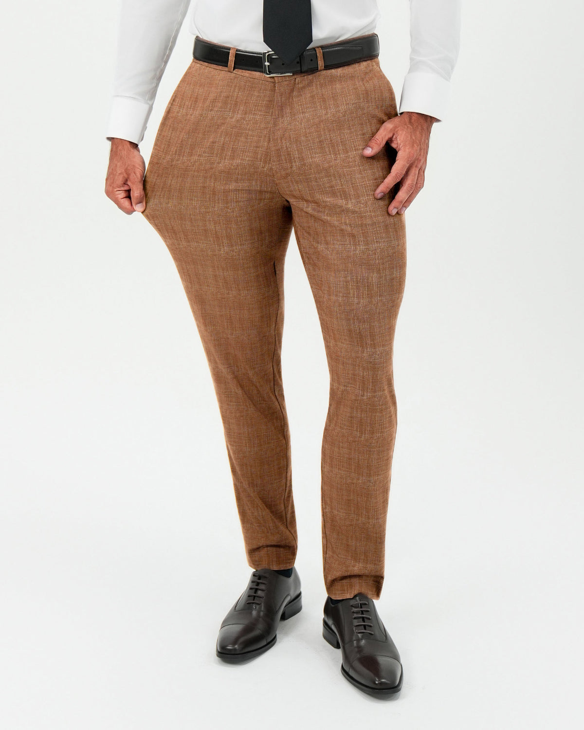 Athletic Fit Stretch Suit - Unstructured Light Brown Crosshatch | State & Liberty Suits