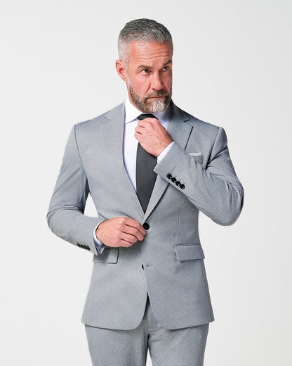 Athletic Fit Stretch Suit - Slate Grey Houndstooth | State & Liberty Suits