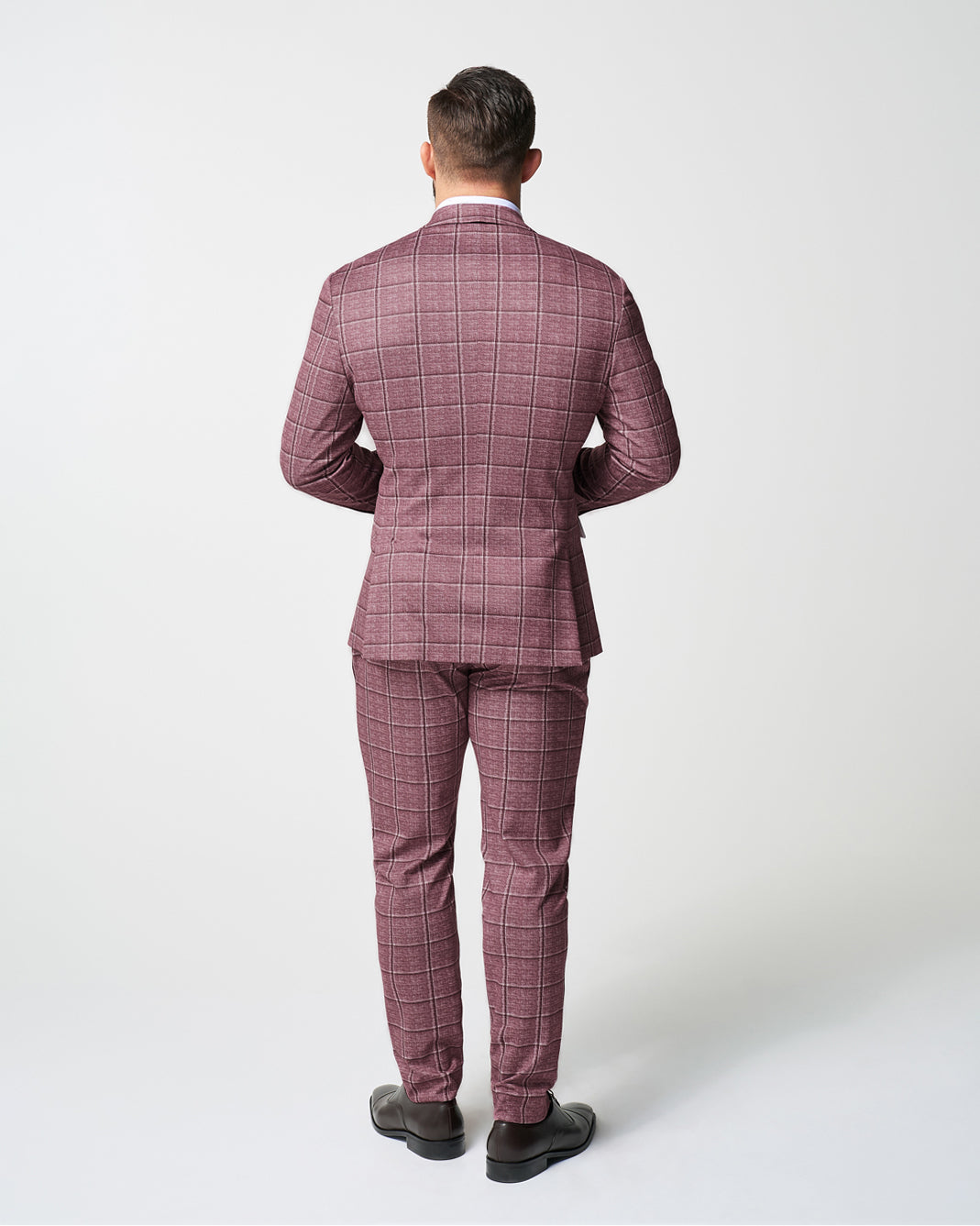 Athletic Fit Stretch Suit - Crimson with Burgundy Big Windowpane | State & Liberty Suits