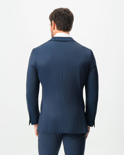 Athletic Fit Stretch Suit - Navy & White Pinstripe | State & Liberty Suits