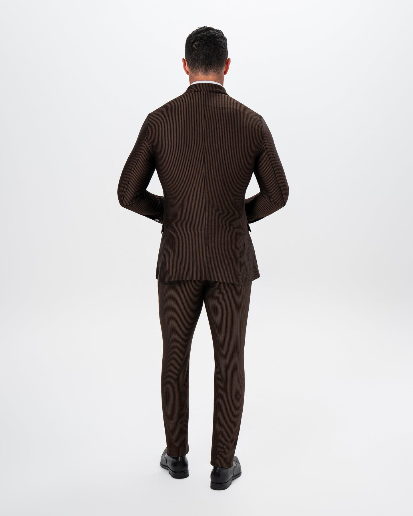 Athletic Fit Stretch Suit - Brown and Black Seersucker | State & Liberty Suits