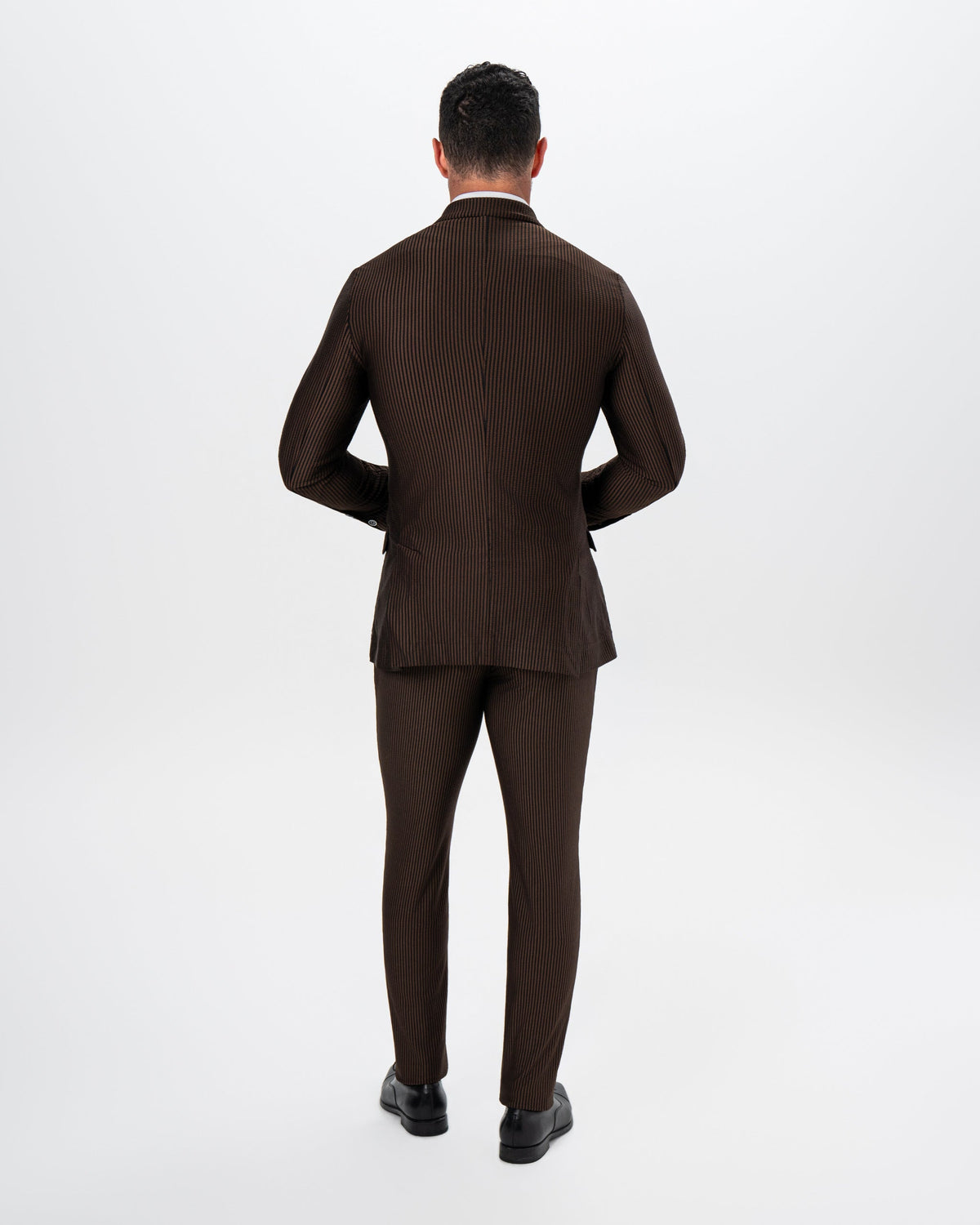 Athletic Fit Stretch Suit - Brown and Black Seersucker | State & Liberty Suits