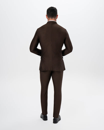 Athletic Fit Stretch Suit - Brown and Black Seersucker | State & Liberty Suits