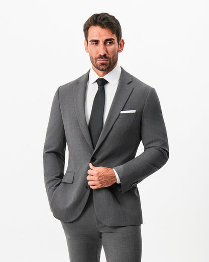 Athletic Fit Stretch Suit - Dark Grey Crosshatch | State & Liberty Suits