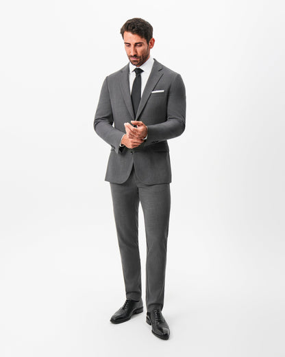 Athletic Fit Stretch Suit - Dark Grey Crosshatch | State & Liberty Suits