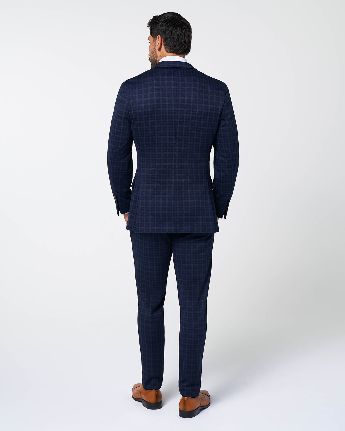 Athletic Fit Stretch Wool Suit - Blue Plaid | State & Liberty Suits