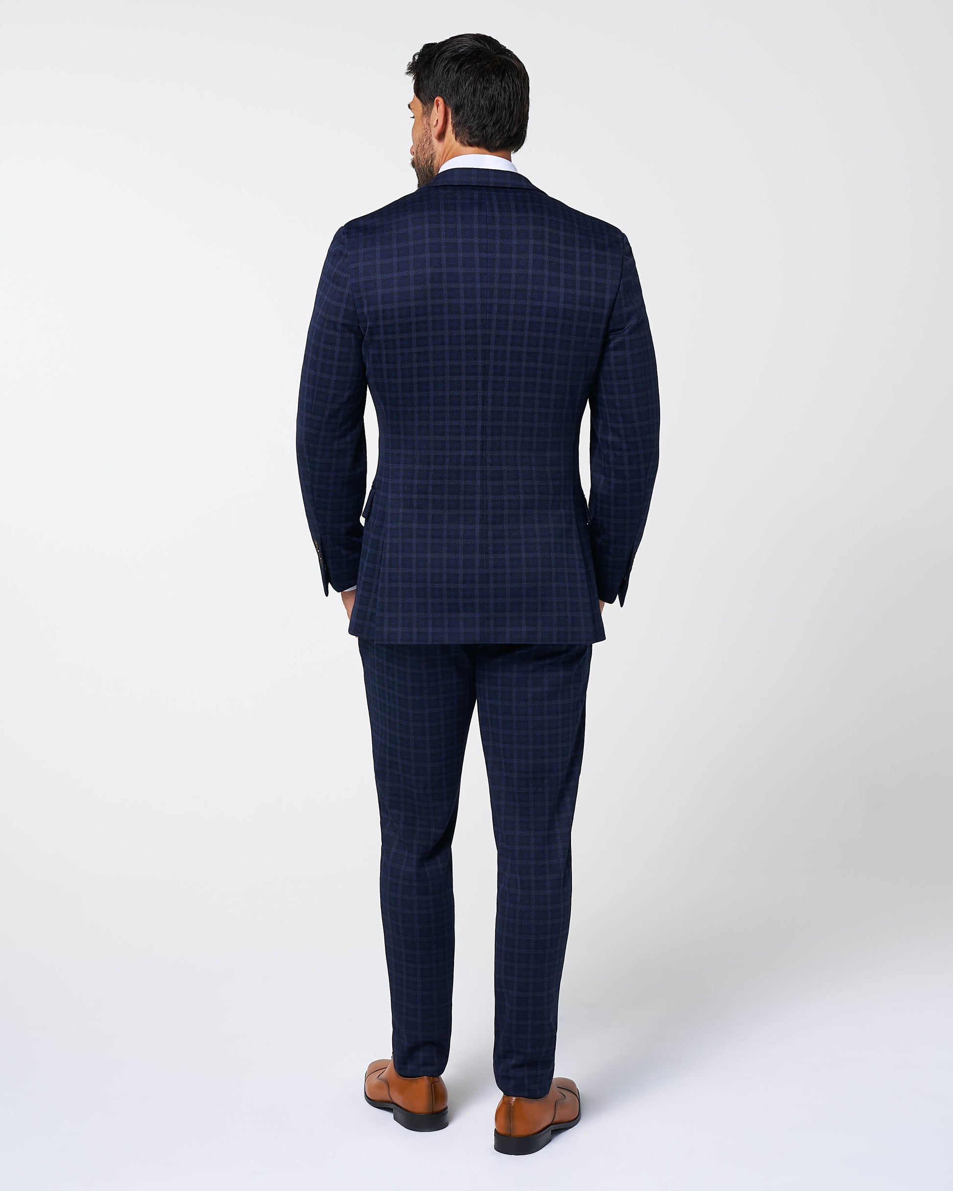 Athletic Fit Stretch Wool Suit - Blue Plaid | State & Liberty Suits