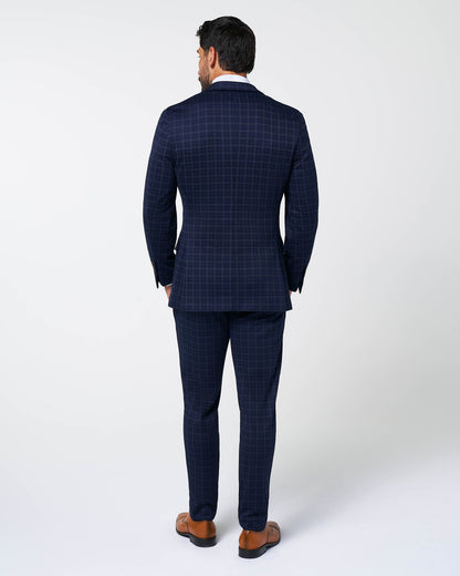 Athletic Fit Stretch Wool Suit - Blue Plaid | State & Liberty Suits