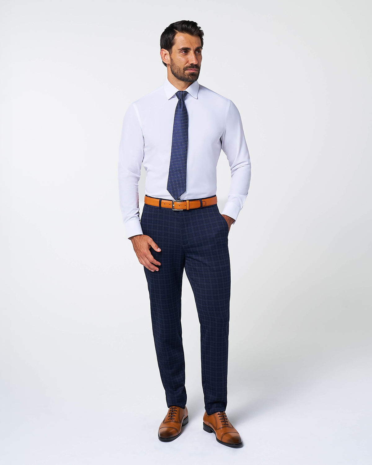 Athletic Fit Stretch Wool Suit - Blue Plaid | State & Liberty Suits