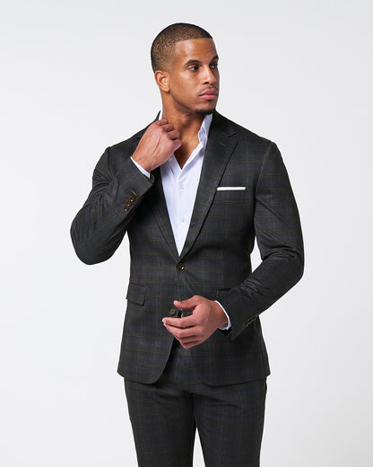 Athletic Fit Stretch Suit - Brown Plaid | State & Liberty Suits