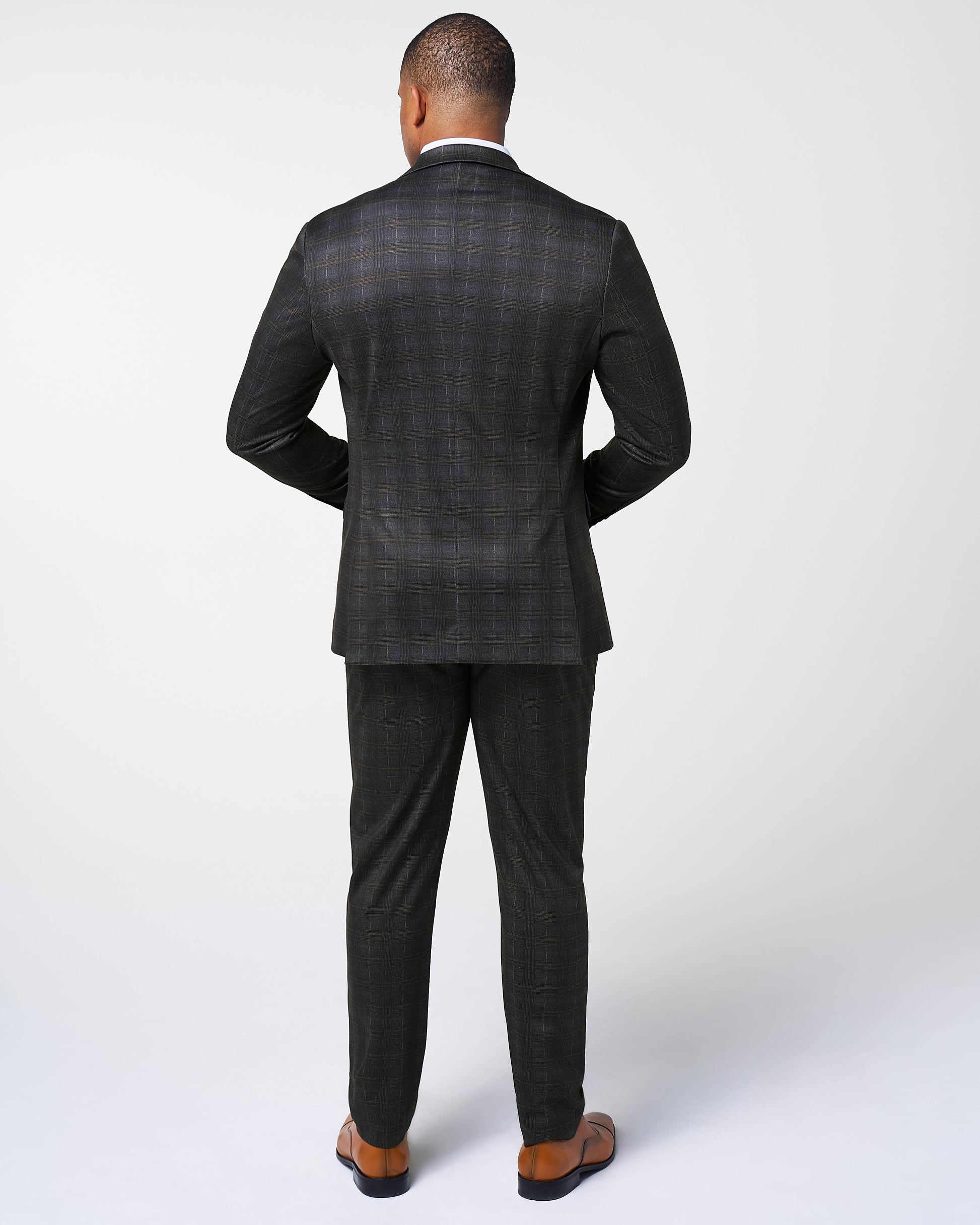 Athletic Fit Stretch Suit - Brown Plaid | State & Liberty Suits