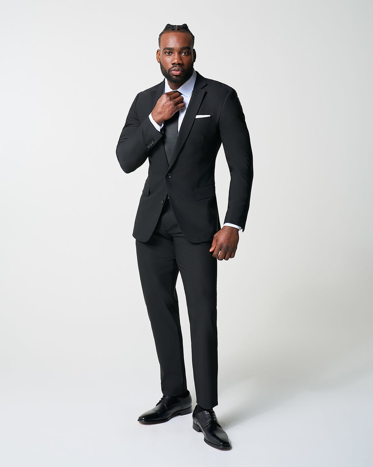 Athletic Fit Stretch Suit - Heathered Black | State & Liberty Suits