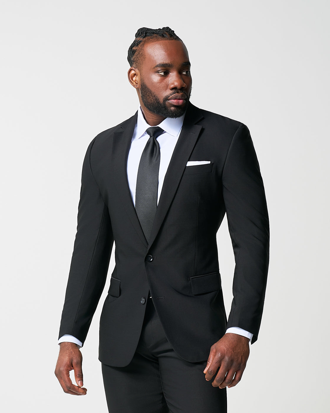 Athletic Fit Stretch Suit - Heathered Black | State & Liberty Suits
