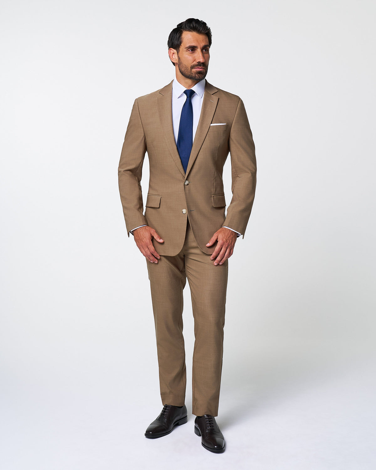 Athletic Fit Stretch Suit - Heathered Cappuccino | State & Liberty Suits