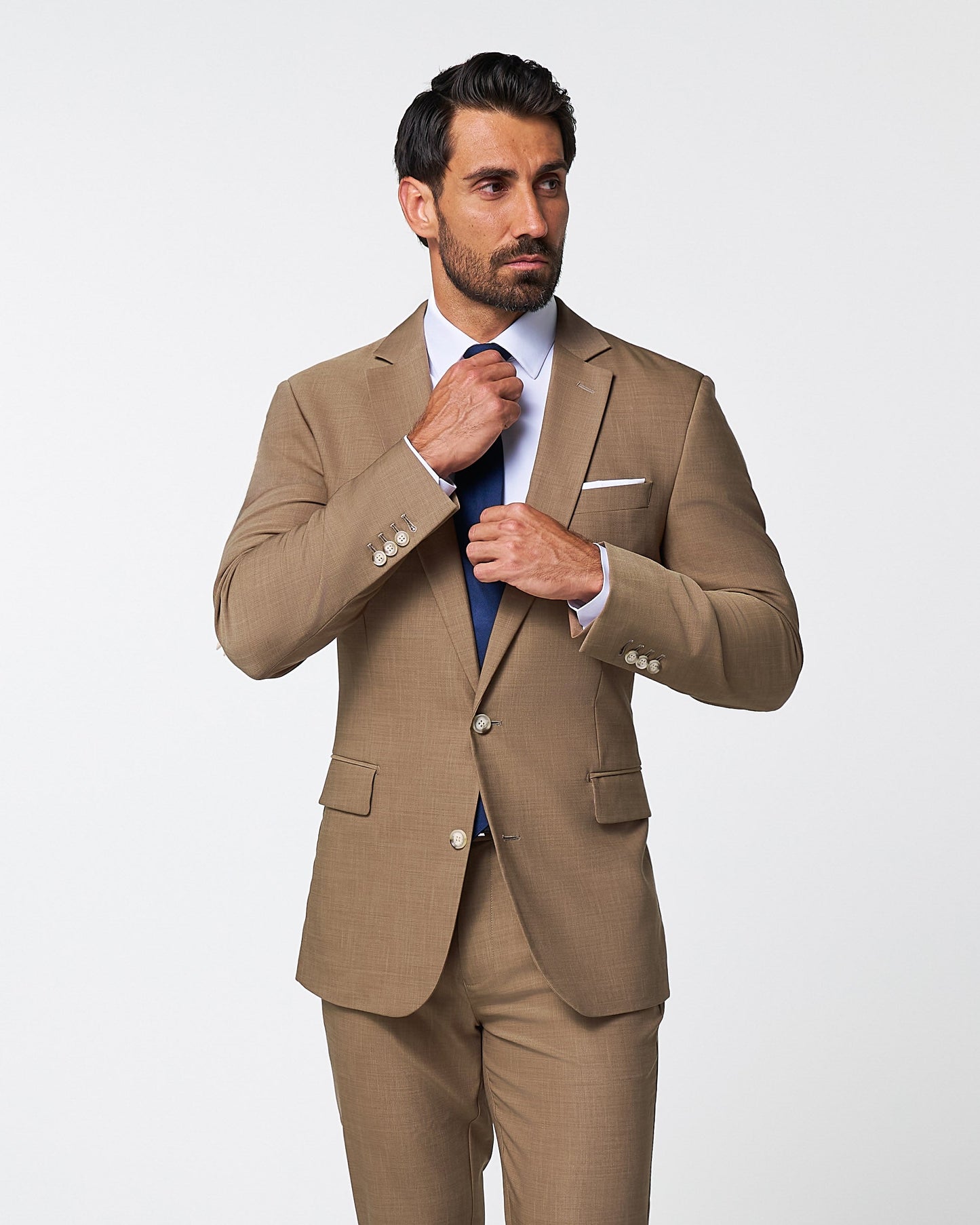 Athletic Fit Stretch Suit - Heathered Cappuccino | State & Liberty Suits