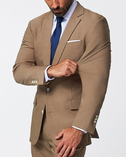 Athletic Fit Stretch Suit - Heathered Cappuccino | State & Liberty Suits