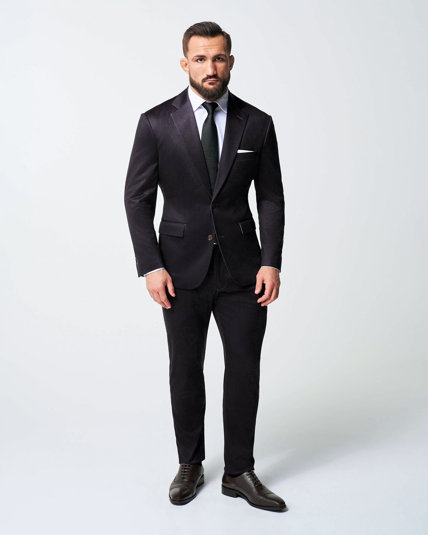 Athletic Fit Stretch Suit - Deep Burgundy Microcheck | State & Liberty Suits