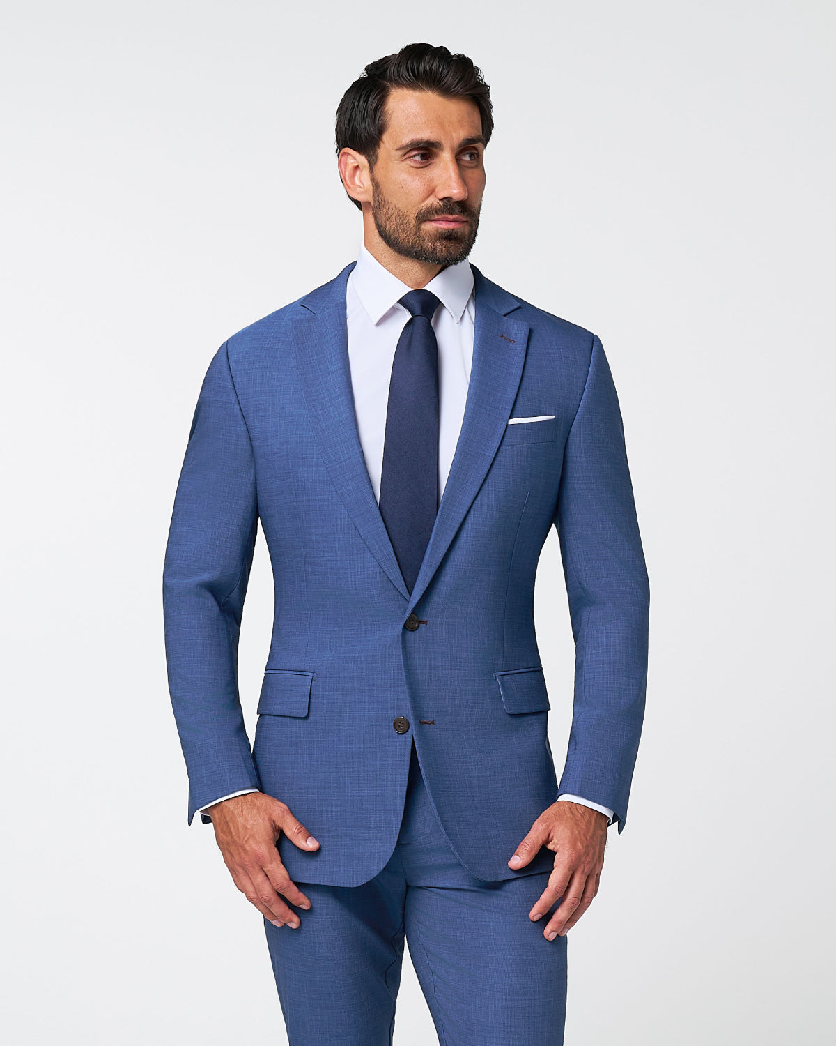 Athletic Fit Stretch Suit - Heathered Blue | State & Liberty Suits