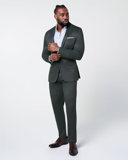 Athletic Fit Stretch Suit - Army Green Microcheck | State & Liberty Suits