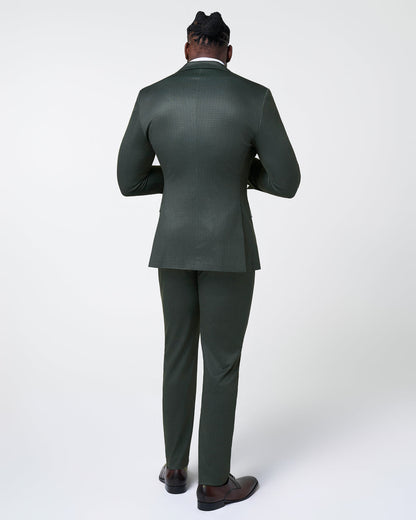 Athletic Fit Stretch Suit - Army Green Microcheck | State & Liberty Suits