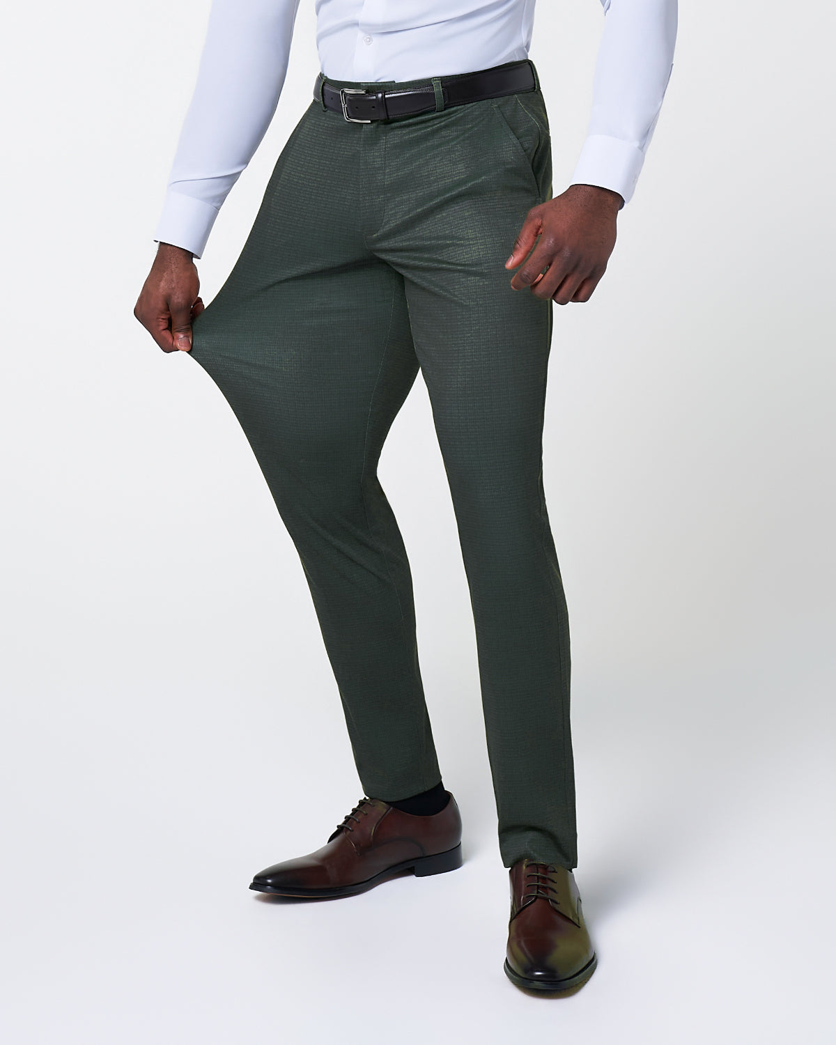 Athletic Fit Stretch Suit - Army Green Microcheck | State & Liberty Suits