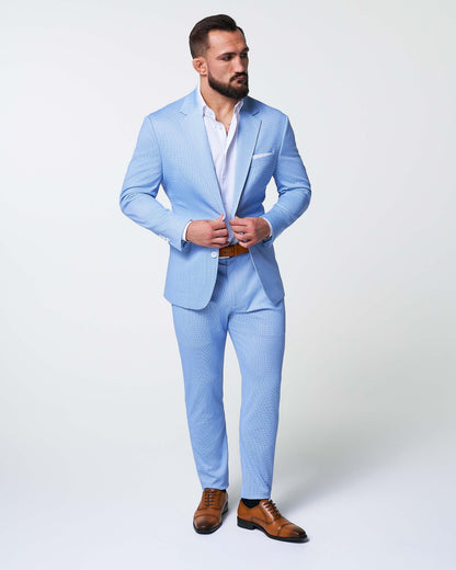 Athletic Fit Stretch Suit - Light Blue Mini Houndstooth | State & Liberty Suits