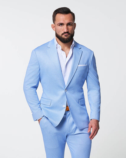 Athletic Fit Stretch Suit - Light Blue Mini Houndstooth | State & Liberty Suits