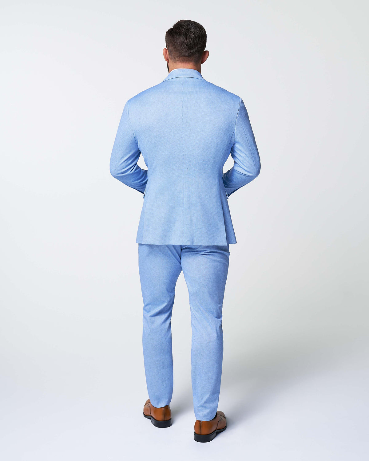 Athletic Fit Stretch Suit - Light Blue Mini Houndstooth | State & Liberty Suits