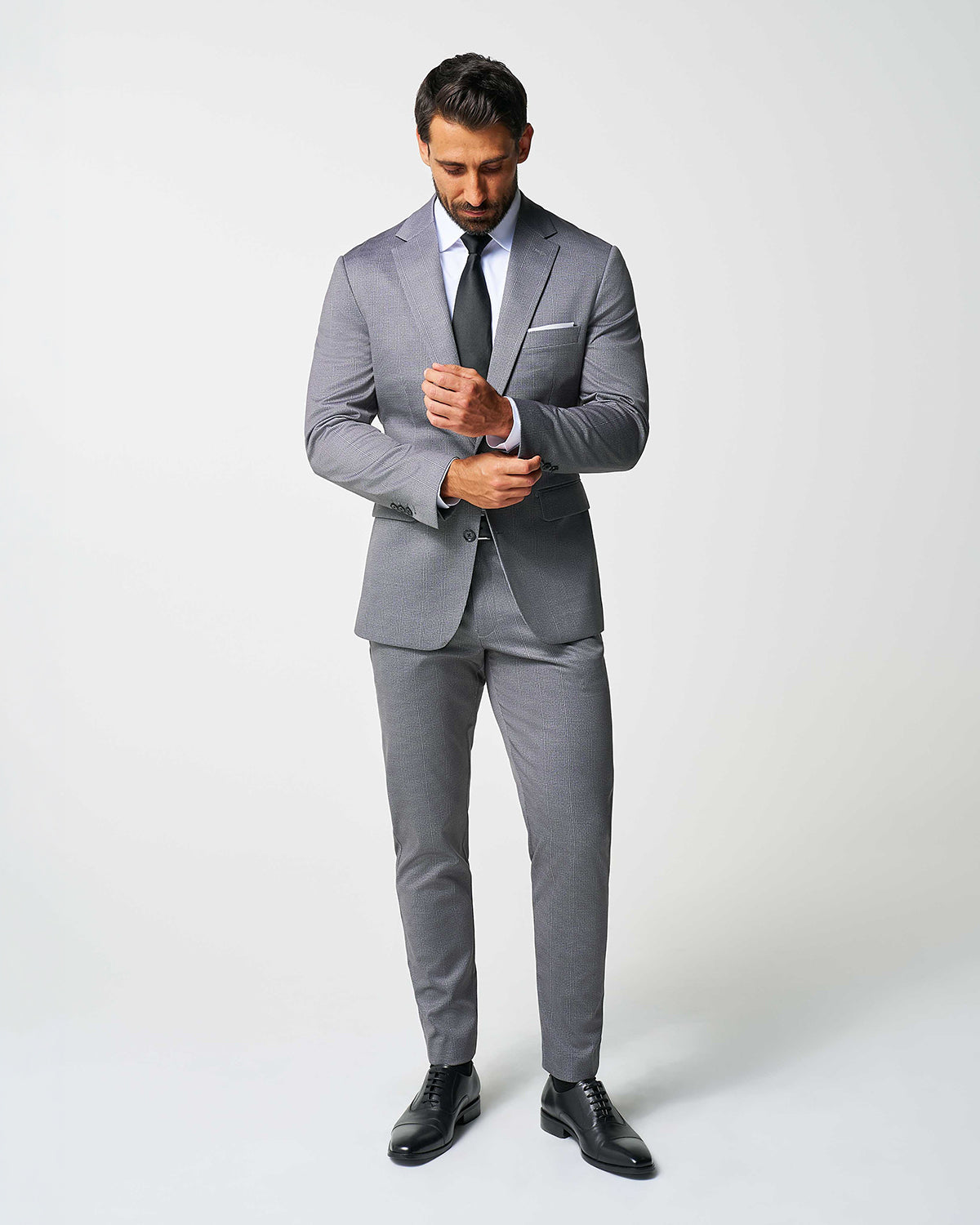 Athletic Fit Stretch Suit - Shadow Grey Plaid | State & Liberty Suits