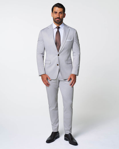 Athletic Fit Stretch Suit - Light Grey Microcheck | State & Liberty Suits