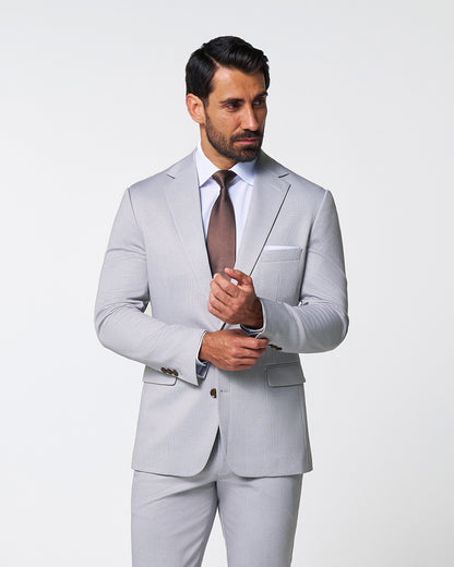 Athletic Fit Stretch Suit - Light Grey Microcheck | State & Liberty Suits