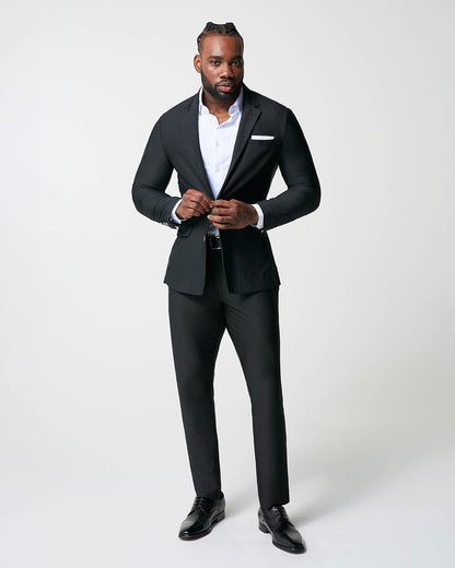 Athletic Fit Stretch Suit - Black Seersucker | State & Liberty Suits