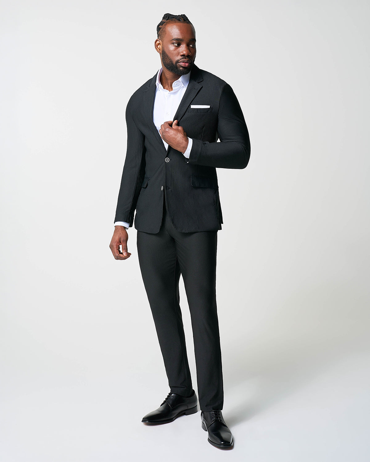 Athletic Fit Stretch Suit - Black Seersucker | State & Liberty Suits