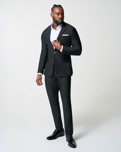 Athletic Fit Stretch Suit - Black Seersucker | State & Liberty Suits