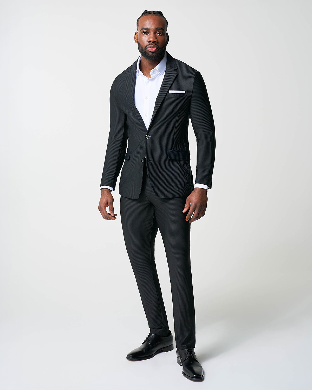 Athletic Fit Stretch Suit - Black Seersucker | State & Liberty Suits