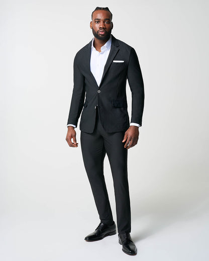 Athletic Fit Stretch Suit - Black Seersucker | State & Liberty Suits