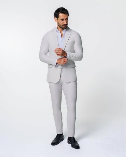 Athletic Fit Stretch Suit - Grey Seersucker | State & Liberty Suits