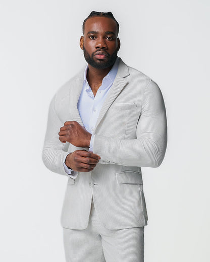 Athletic Fit Stretch Suit - Grey Seersucker | State & Liberty Suits