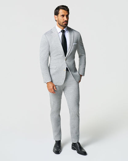 Athletic Fit Stretch Wool Suit - Light Grey with White Mini Stripe | State & Liberty Suits