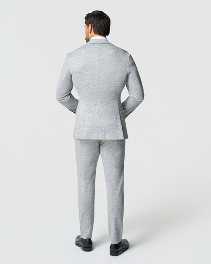 Athletic Fit Stretch Wool Suit - Light Grey with White Mini Stripe | State & Liberty Suits