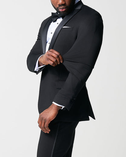 Athletic Fit Stretch Tuxedo - Black with Peak Lapel | State & Liberty Suits