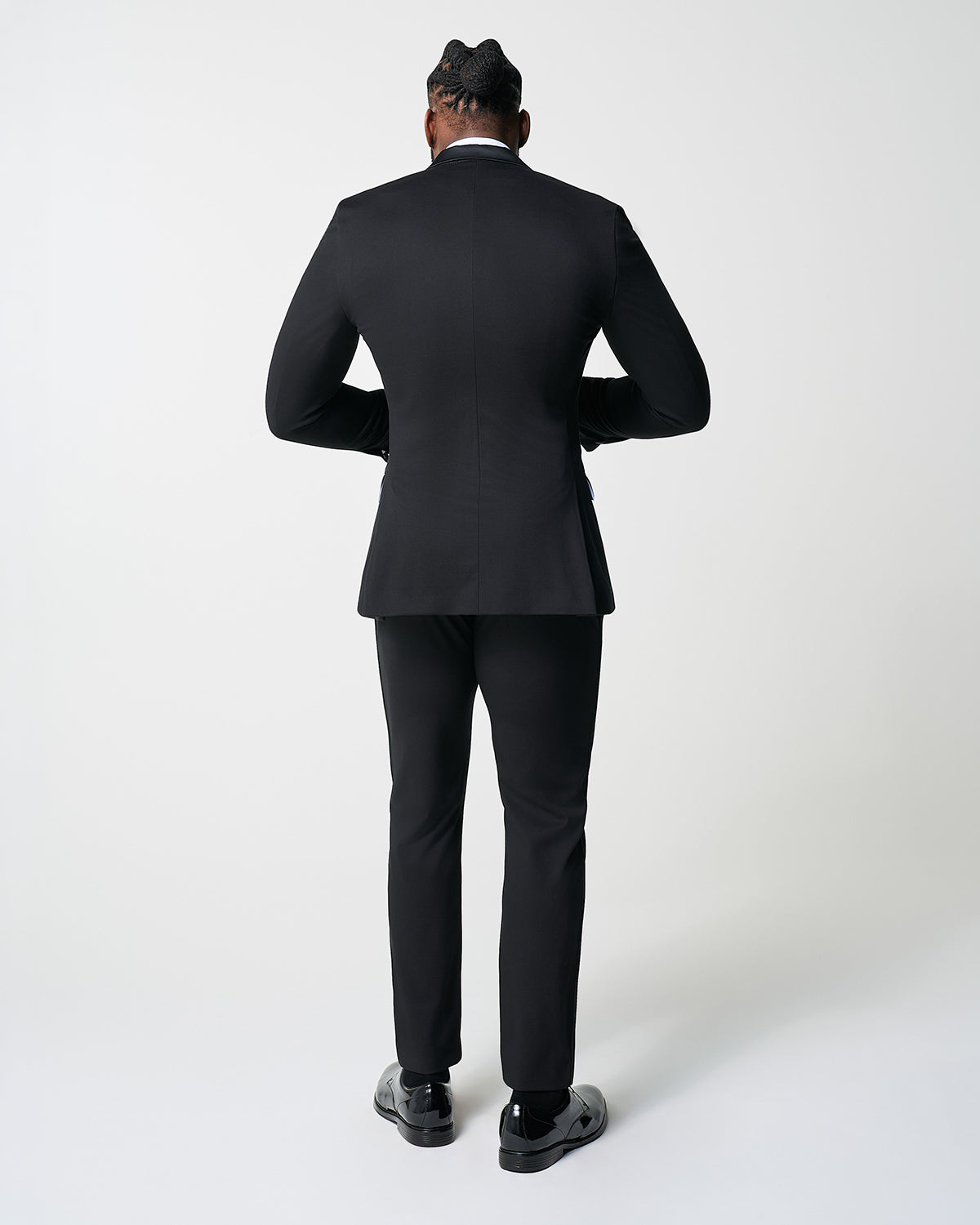 Athletic Fit Stretch Tuxedo - Black with Peak Lapel | State & Liberty Suits