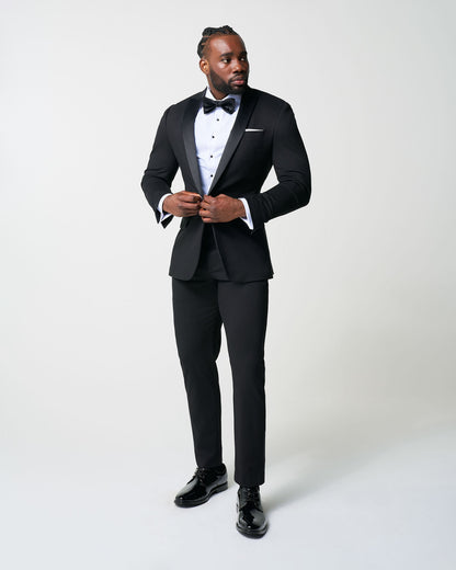 Athletic Fit Stretch Tuxedo - Black with Peak Lapel | State & Liberty Suits