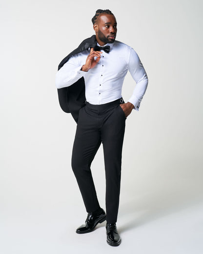 Athletic Fit Stretch Tuxedo - Black with Peak Lapel | State & Liberty Suits