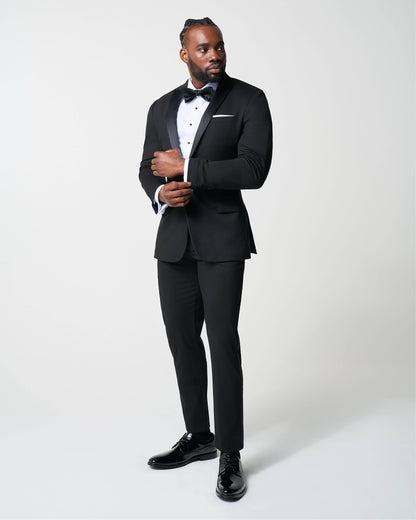 Athletic Fit Stretch Tuxedo - Black with Peak Lapel | State & Liberty Suits