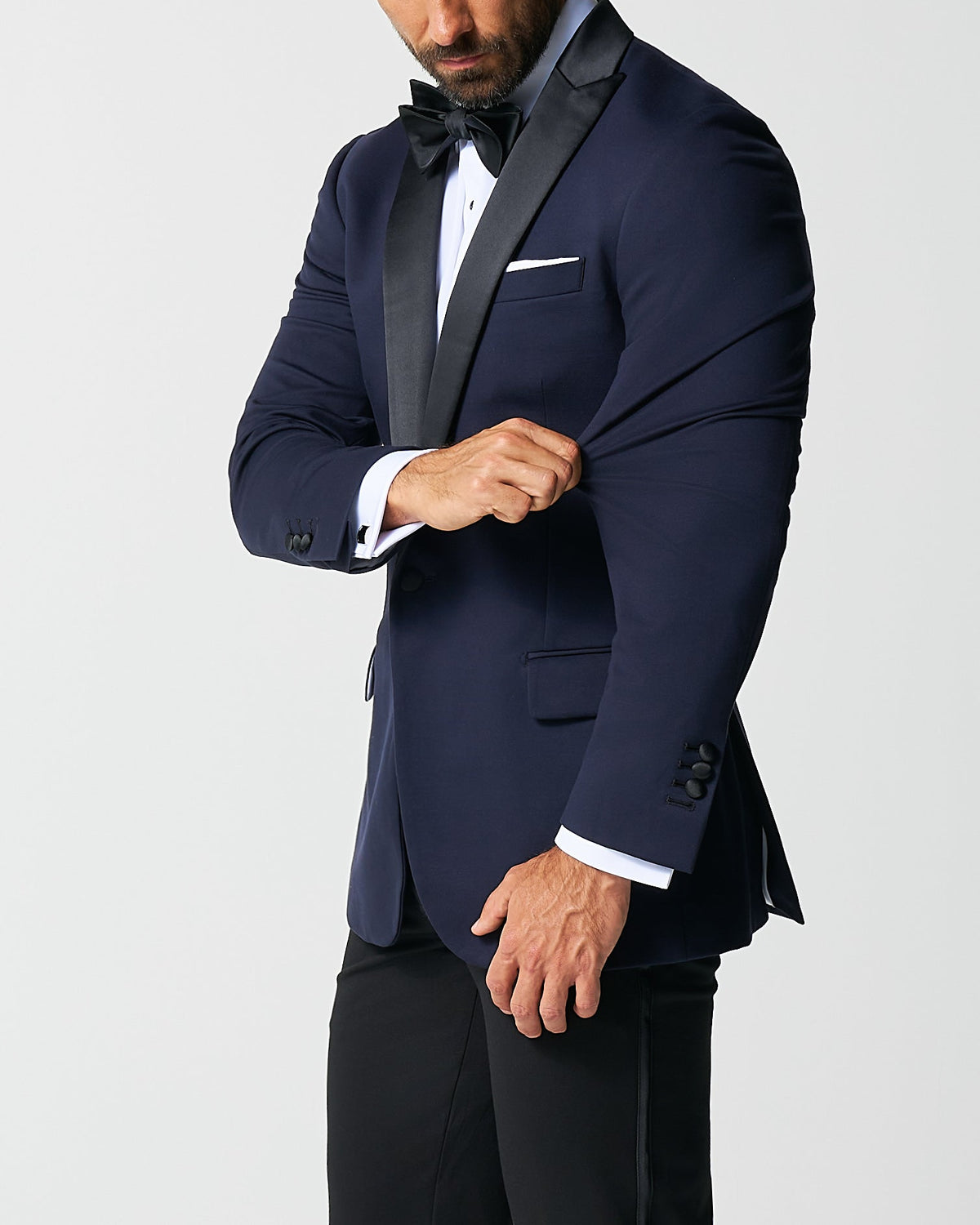 Athletic Fit Stretch Tuxedo - Navy with Peak Lapel | State & Liberty Suits