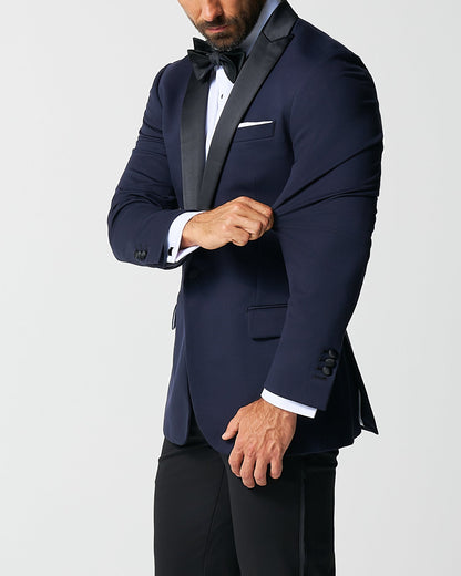 Athletic Fit Stretch Tuxedo - Navy with Peak Lapel | State & Liberty Suits