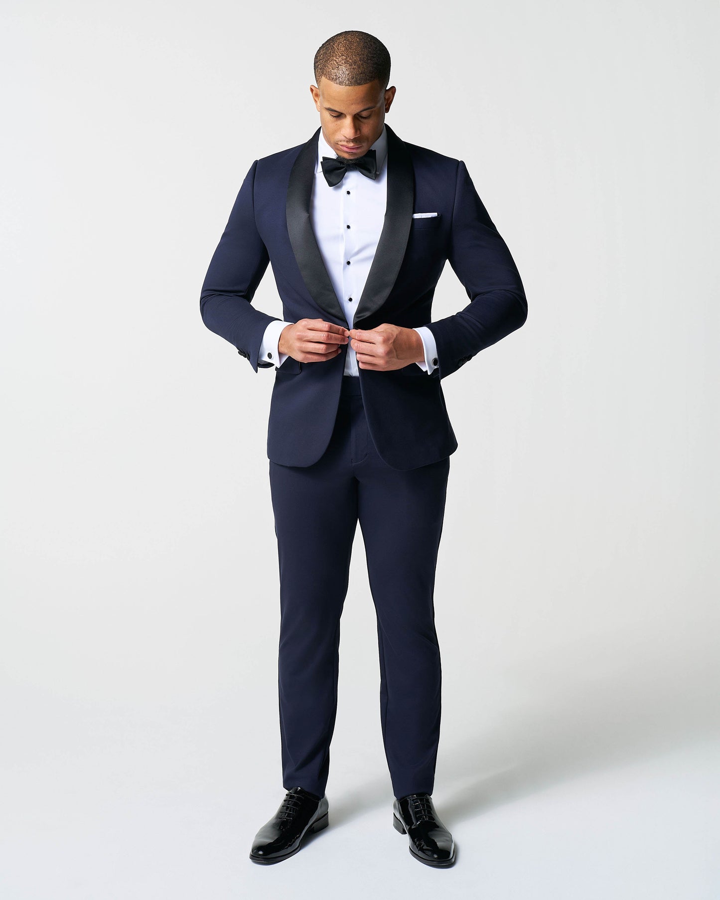 Athletic Fit Stretch Tuxedo - Navy with Shawl Lapel | State & Liberty Suits