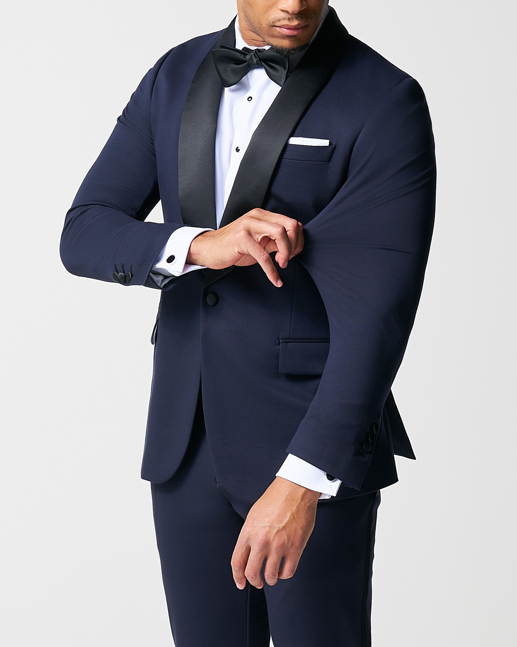 Athletic Fit Stretch Tuxedo - Navy with Shawl Lapel | State & Liberty Suits