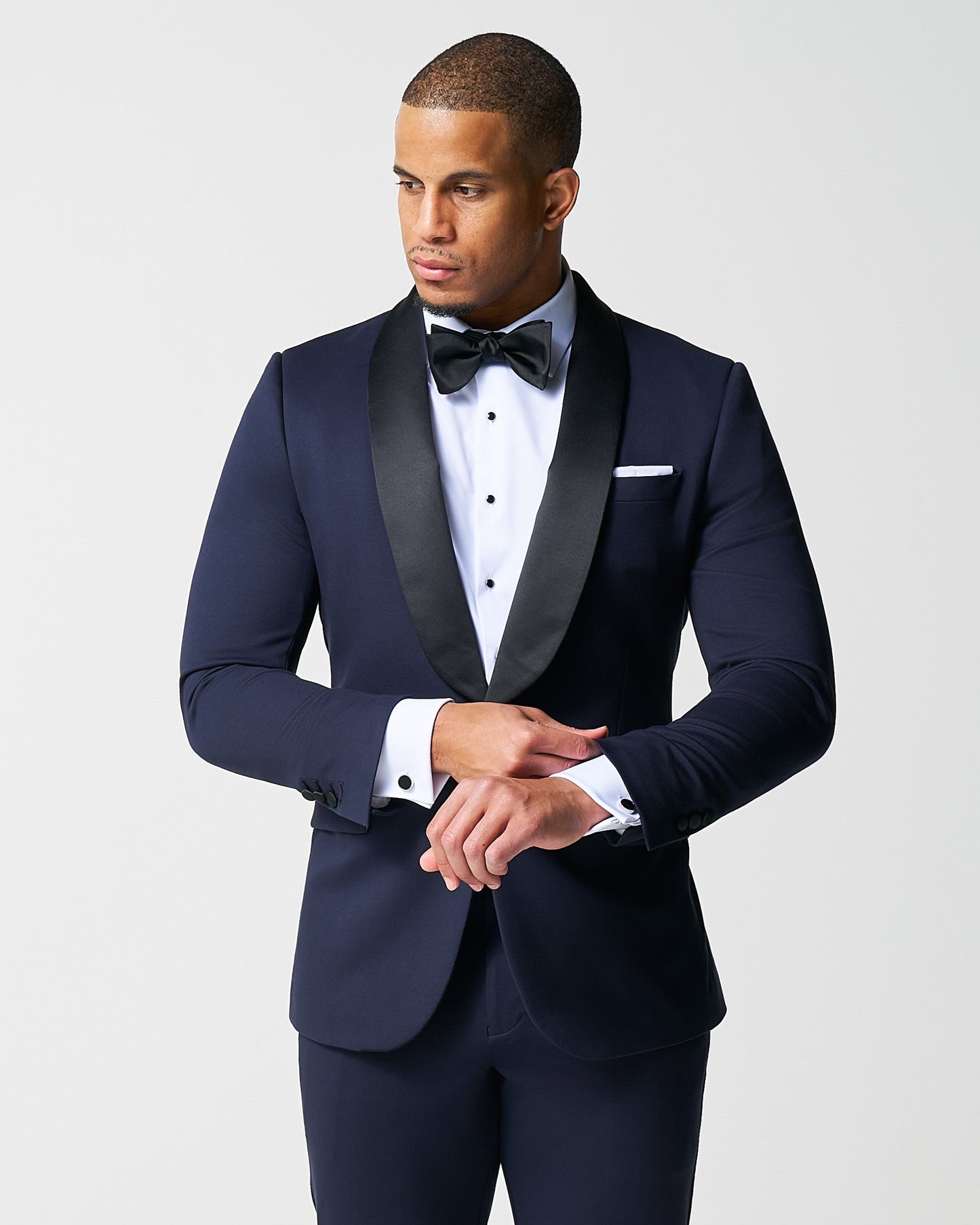Athletic Fit Stretch Tuxedo - Navy with Shawl Lapel | State & Liberty Suits